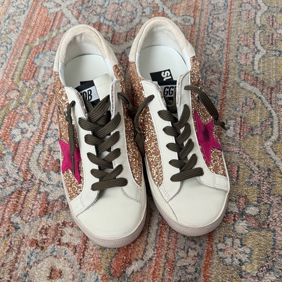 Golden Goose Women's Sneakers with Pink Star and Glitter - Picture 1 of 7